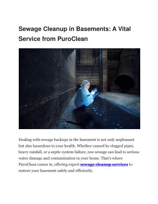 24/7 Sewage Cleanup Services – PuroClean