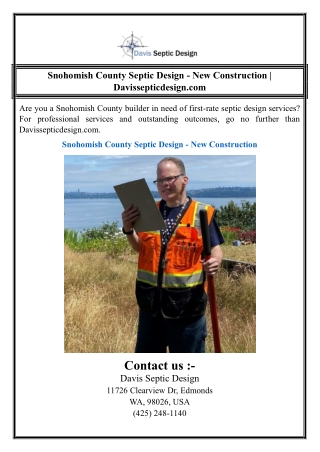 Snohomish County Septic Design - New Construction | Davissepticdesign.com