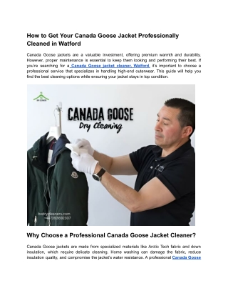 How to Get Your Canada Goose Jacket Professionally Cleaned in Watford