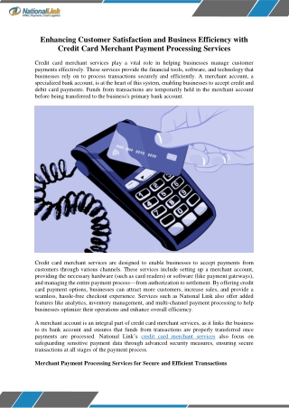 Enhancing Customer Satisfaction and Business Efficiency with Credit Card Merchant Payment Processing Services