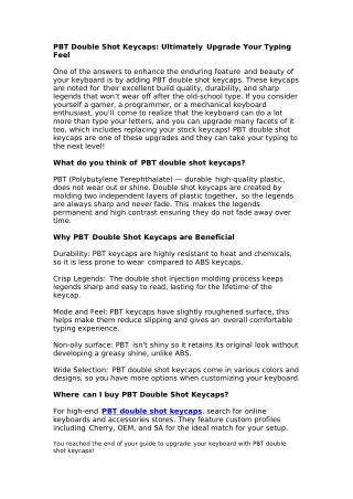 PBT Double Shot Keycaps: Ultimately Upgrade Your Typing Feel