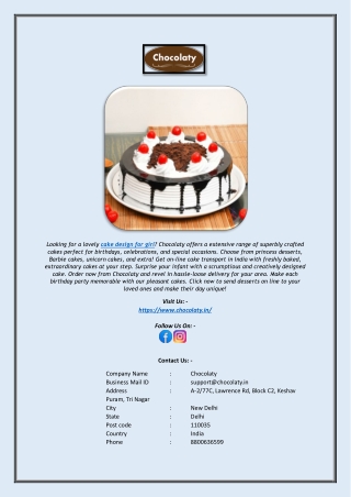 Beautiful Cake Design for Girl – Order Online | Chocolaty