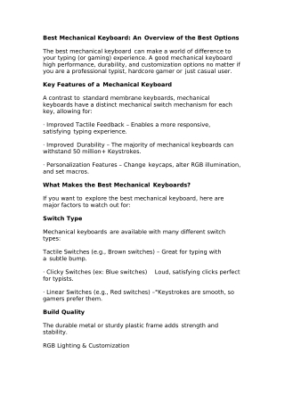 Best Mechanical Keyboard: An Overview of the Best Options