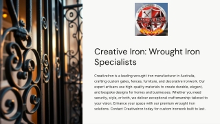 Wrought Iron Manufacturer Australia | CreativeIron