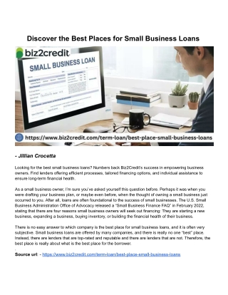 Discover the Best Places for Small Business Loans