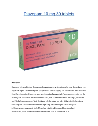 Diazepam 10 mg 30 tablets - medikamentekaufen.org