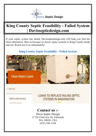 King County Septic Feasibility - Failed System | Davissepticdesign.com