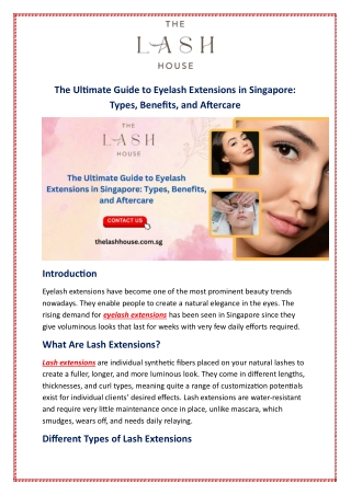 The Ultimate Guide to Eyelash Extensions in Singapore: Types, Benefits