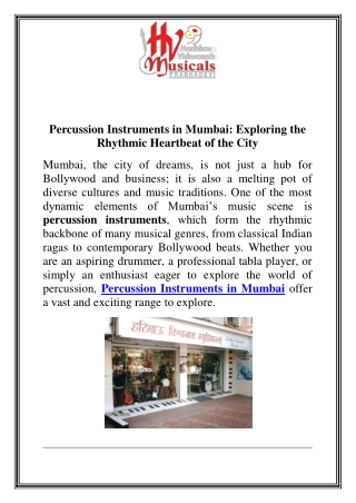 Percussion Instruments in Mumbai  Exploring the Rhythmic Heartbeat of the City