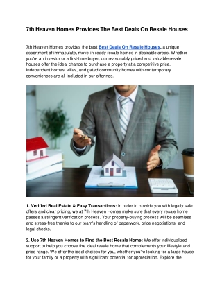 7th Heaven Homes Provides The Best Deals On Resale Houses