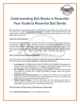 Bail Bonds In Roseville