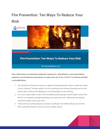 Fire Prevention_ Ten Ways To Reduce Your Risk