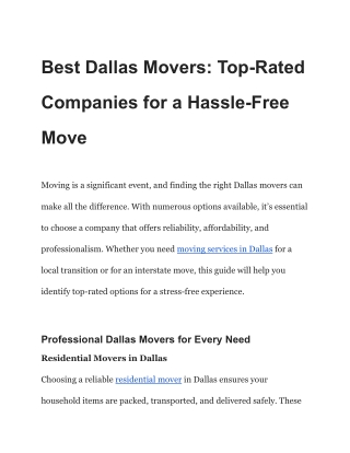 Best Dallas Movers_ Top-Rated Companies for a Hassle-Free Move