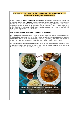 KoolBa – The Best Indian Takeaway in Glasgow & Top Choice for Glasgow Restaurants