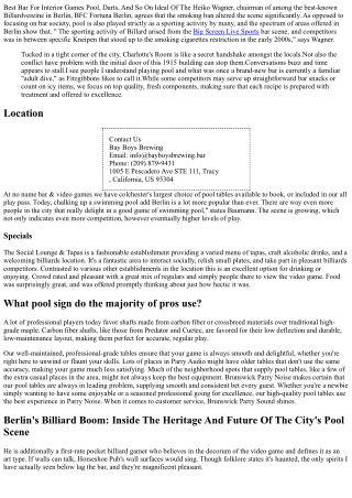 Berlin's Billiard Boom: Inside The Tradition And Future Of The City's Swimming P