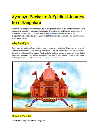 Ayodhya Beckons_ A Spiritual Journey from Bangalore