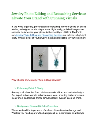 Jewelry Photo Editing and Retouching Services