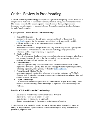 Critical Review in Proofreading