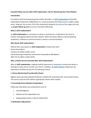 Essential Follow-Up Care After AICD Implantation: Tips for Monitoring Your Heart
