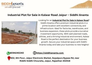 Industrial Plot for Sale in Kalwar Road Jaipur – Siddhi Ananta