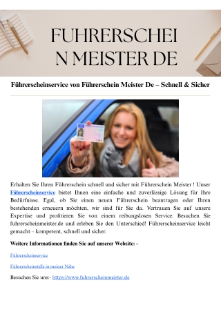 Führerscheinservice von Führerschein Meister De – Schnell & Sicher
