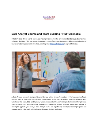 Data Analyst Course and Team Building HRDF Claimable