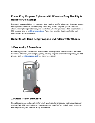 Portable Flame King Propane Cylinders – Safe, Stable & Wheeled for Easy Handling