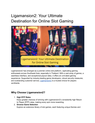 Ligamansion2_ Your Ultimate Destination for Online Slot Gaming