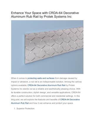 Enhance Your Space with CRDA-64 Decorative Aluminum Rub Rail by Protek Systems Inc