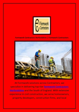 Formwork Contractors Herfordshire | Formwork Contractors