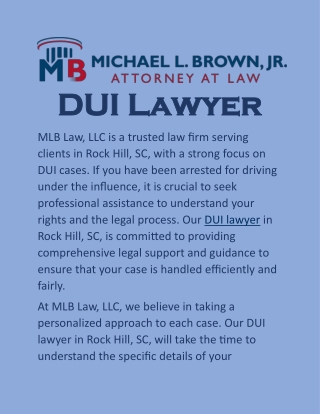 DUI Lawyer: Secure Your Future with Solid Legal Defense in Rock Hill, SC