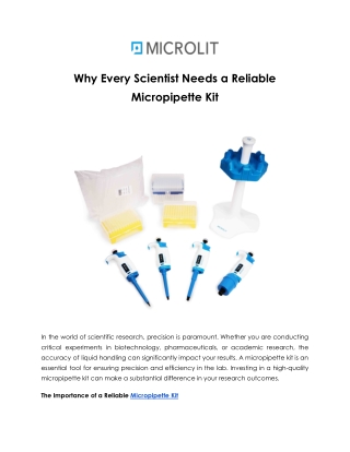 Why Every Laboratory Needs a Reliable Micropipette Kit