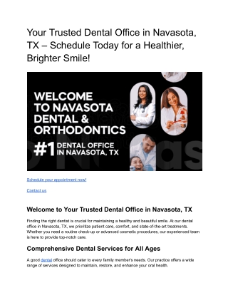 Your Trusted Dental Office in Navasota, TX – Schedule Today for a Healthier, Brighter Smile!