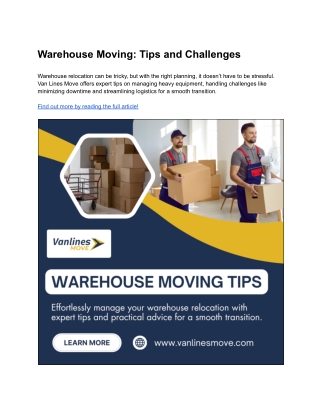 Warehouse Moving: Tips and Challenges