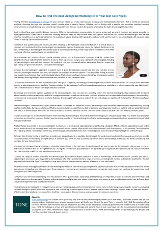 How To Find The Best Chicago Dermatologist For Your Skin Care Needs