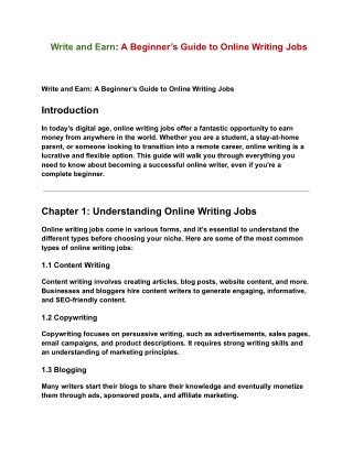 Write and Earn A Beginner’s Guide to Online Writing Jobs