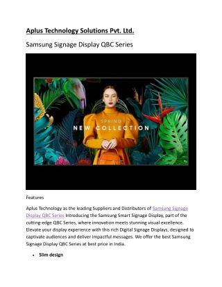 Samsung Signage Display QBC Series | Aplus Technology Solutions