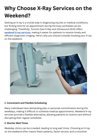 Why Choose X-Ray Services on the Weekend