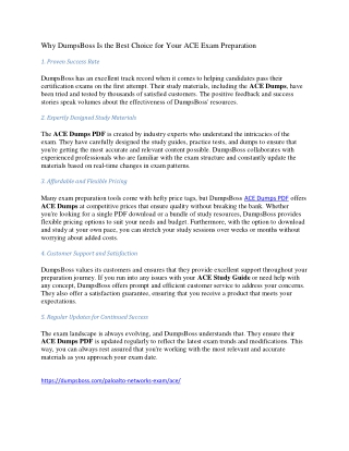 Ace the ACE Exam with Dumpsboss ACE Dumps PDF for Guaranteed Success