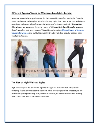 Different Types of Jeans for Women: Styles You Must Try - FreeSpirits Fashion