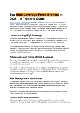 High leverage forex brokers