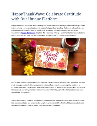 HappyThankWave: Celebrate Gratitude with Our Unique Platform