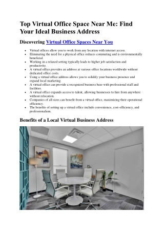 Top Virtual Office Space Near Me Find Your Ideal Business Address