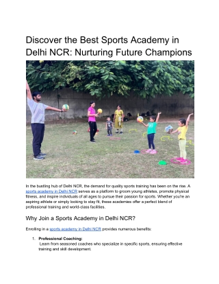Best Sports Academy in Delhi NCR