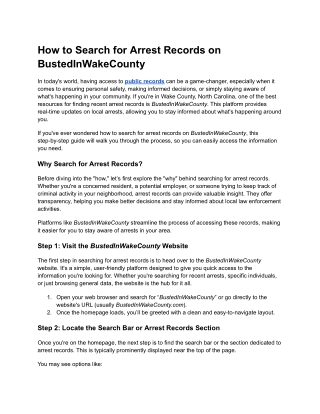 How to Search for Arrest Records on BustedInWakeCounty