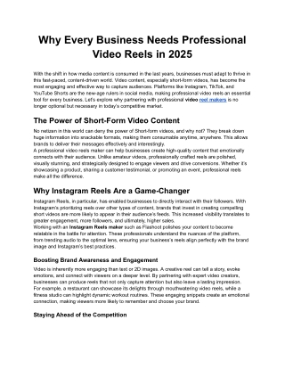 Why Every Business Needs Professional Video Reels in 2025
