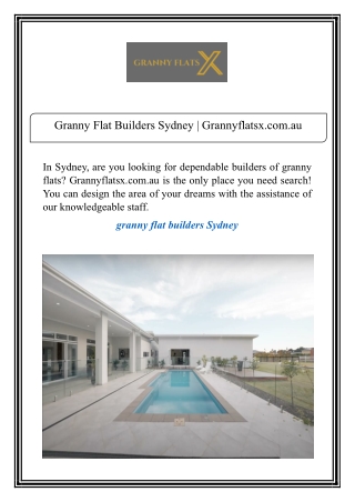 Granny Flat Builders Sydney | Grannyflatsx.com.au