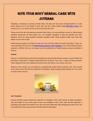 Give Your Body Herbal Care with Juvenas