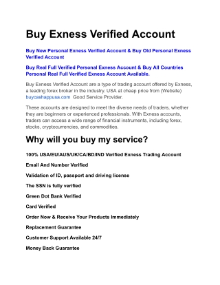 Buy Exness Verified Account