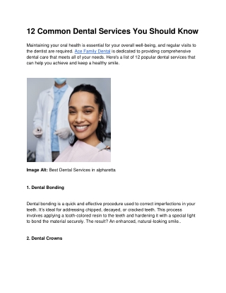 12 Common Dental Services You Should Know
